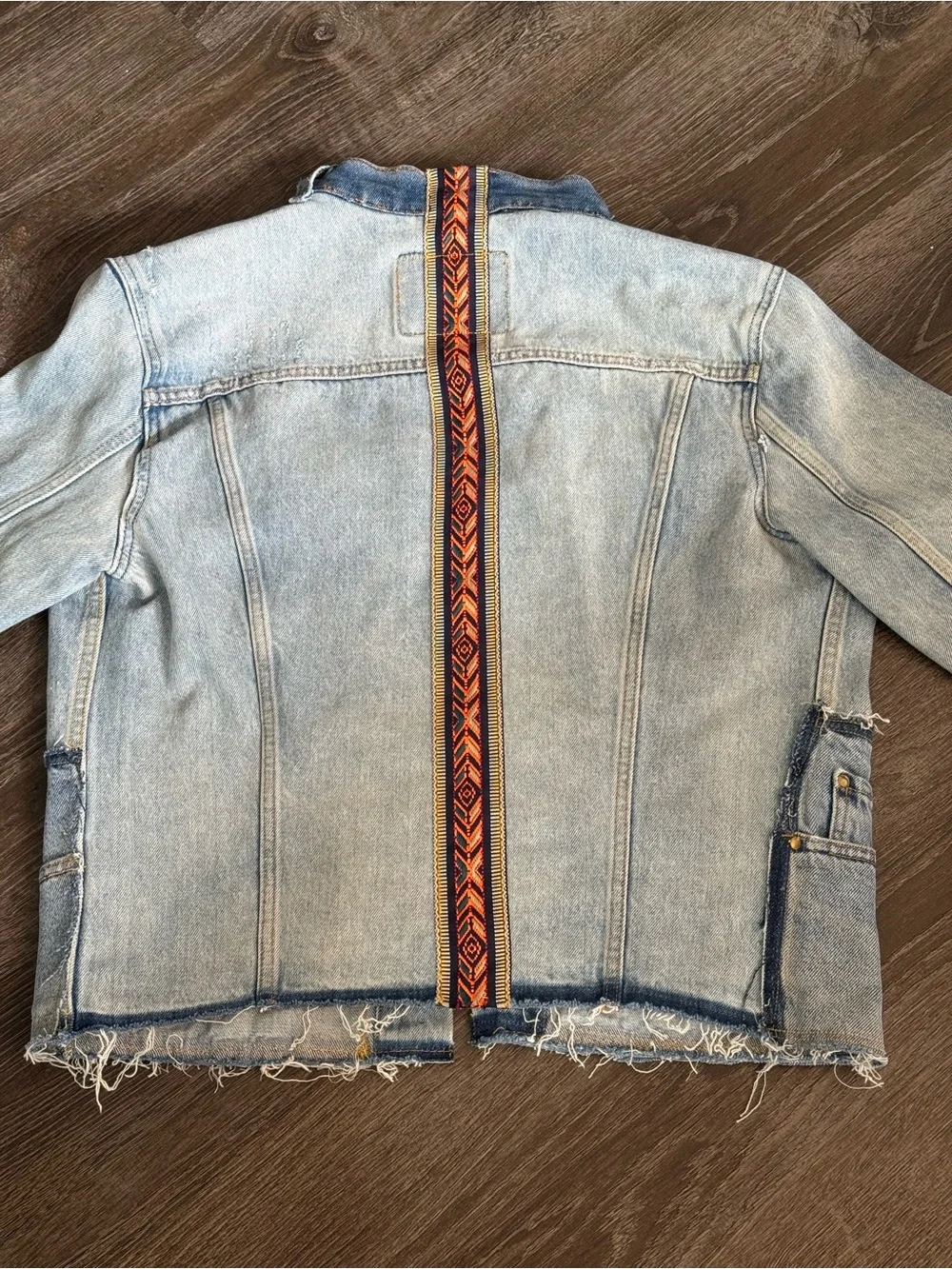 Levi's Upcycled Two-Tone Light Blue Distressed Denim Jacket - Picture 4 of 5
